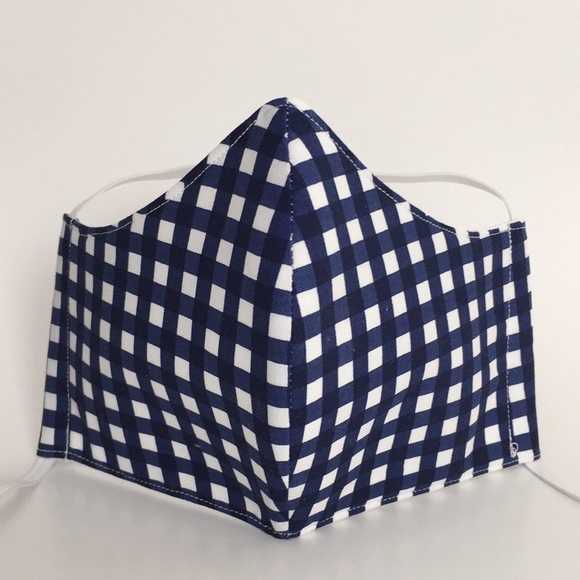 Other - Blue Checkered Handmade Fabric Face Mask